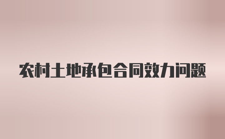 农村土地承包合同效力问题