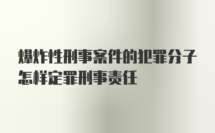 爆炸性刑事案件的犯罪分子怎样定罪刑事责任