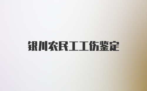 银川农民工工伤鉴定