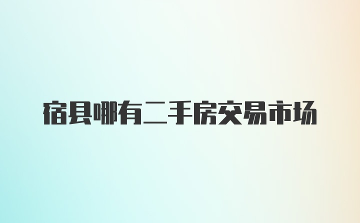 宿县哪有二手房交易市场