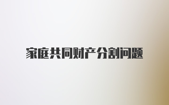 家庭共同财产分割问题