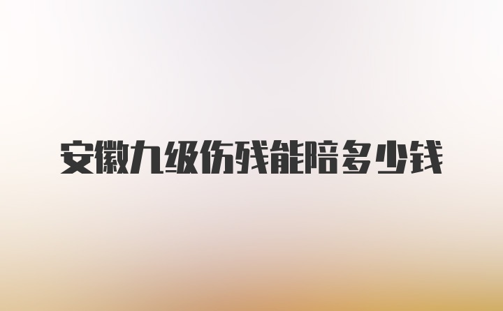 安徽九级伤残能陪多少钱