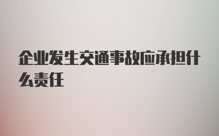 企业发生交通事故应承担什么责任