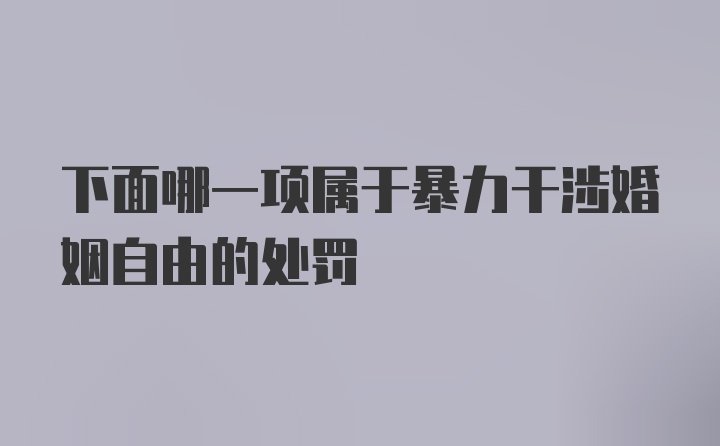 下面哪一项属于暴力干涉婚姻自由的处罚