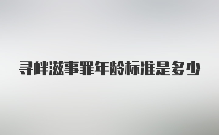 寻衅滋事罪年龄标准是多少