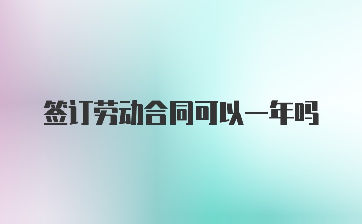 签订劳动合同可以一年吗