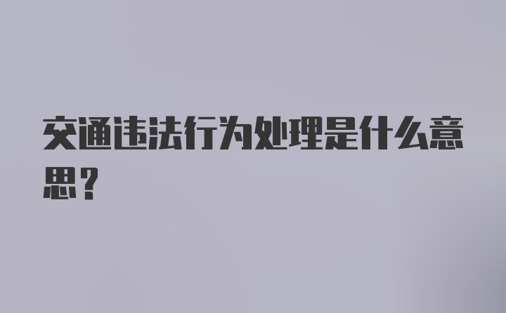 交通违法行为处理是什么意思？