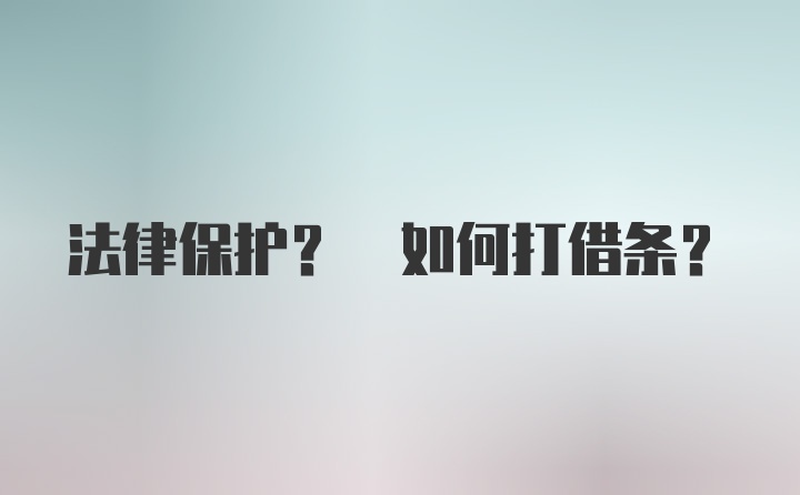 法律保护? 如何打借条？