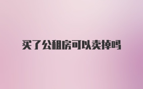 买了公租房可以卖掉吗