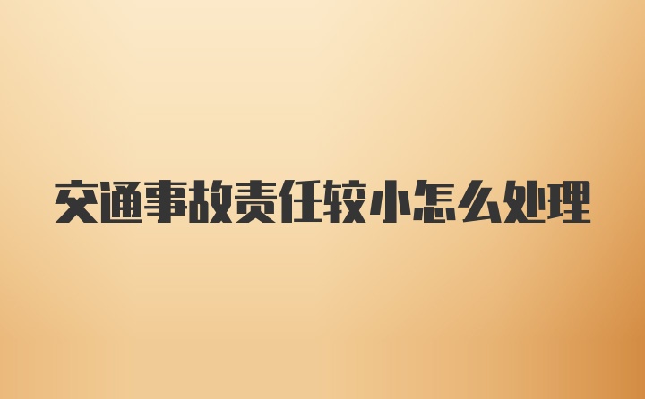 交通事故责任较小怎么处理