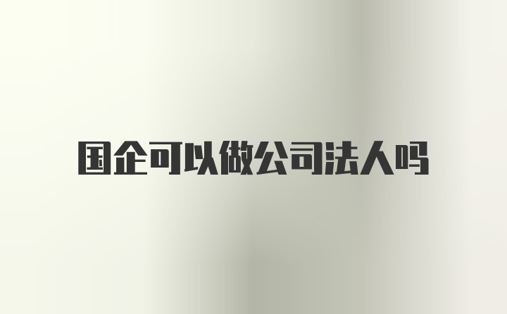 国企可以做公司法人吗