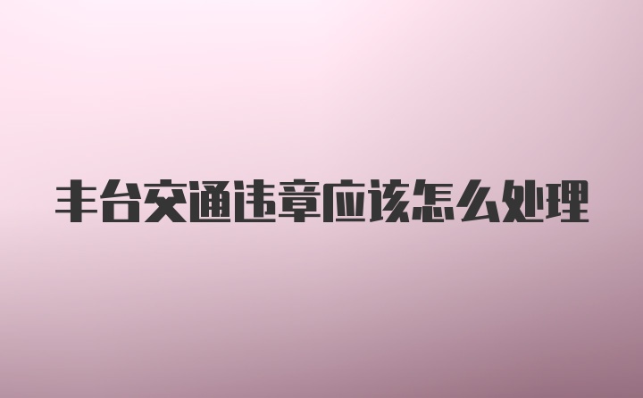 丰台交通违章应该怎么处理