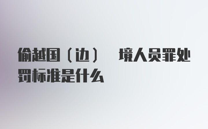 偷越国(边) 境人员罪处罚标准是什么