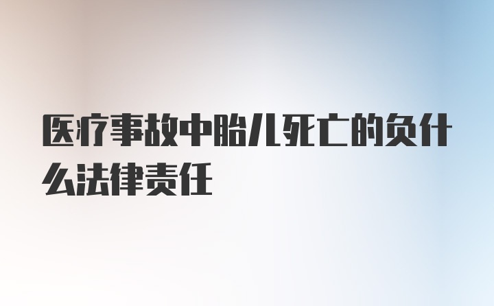 医疗事故中胎儿死亡的负什么法律责任