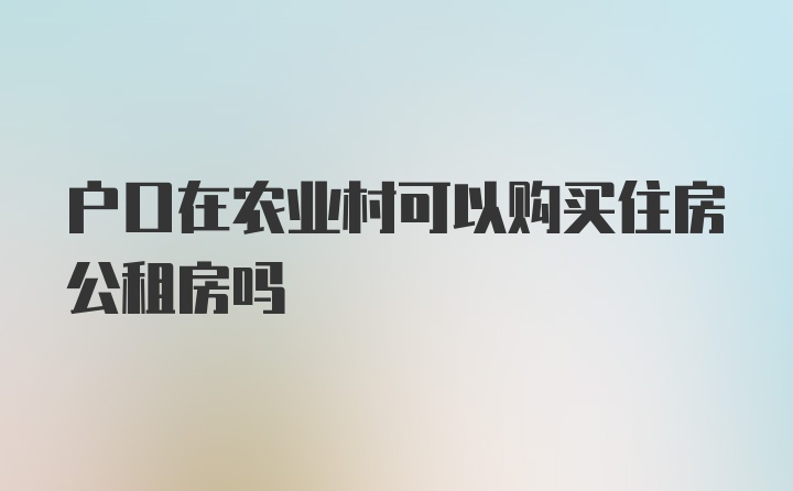 户口在农业村可以购买住房公租房吗