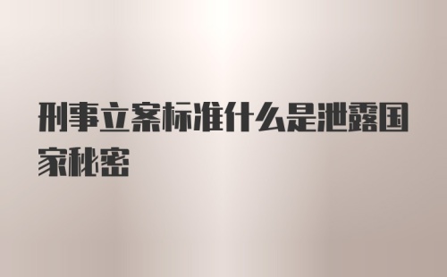 刑事立案标准什么是泄露国家秘密