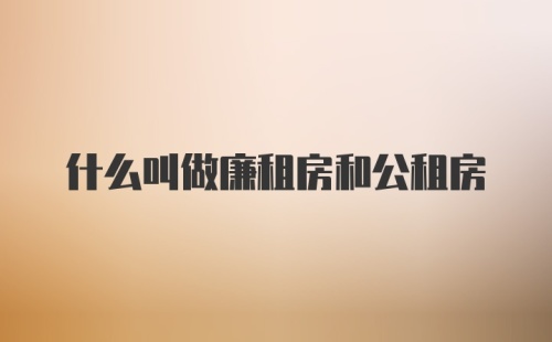 什么叫做廉租房和公租房