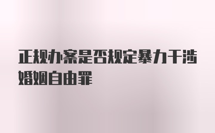 正规办案是否规定暴力干涉婚姻自由罪