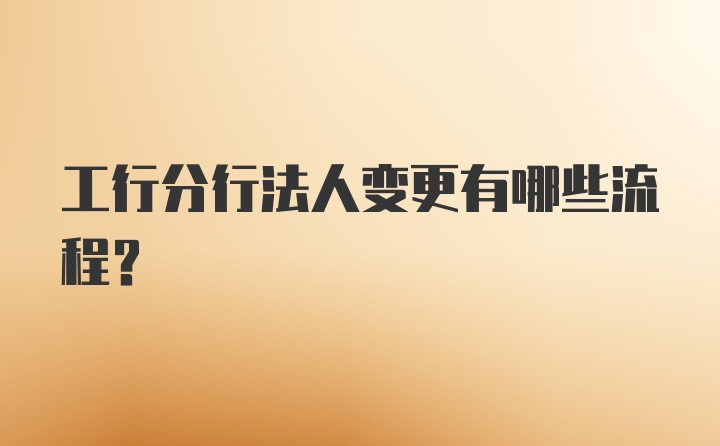 工行分行法人变更有哪些流程？