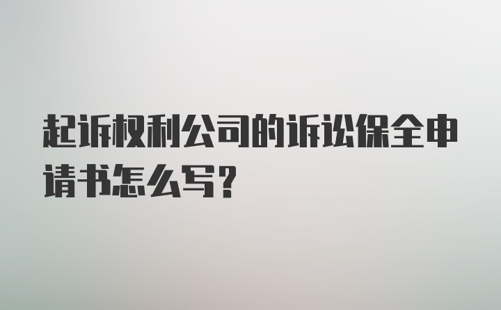 起诉权利公司的诉讼保全申请书怎么写？