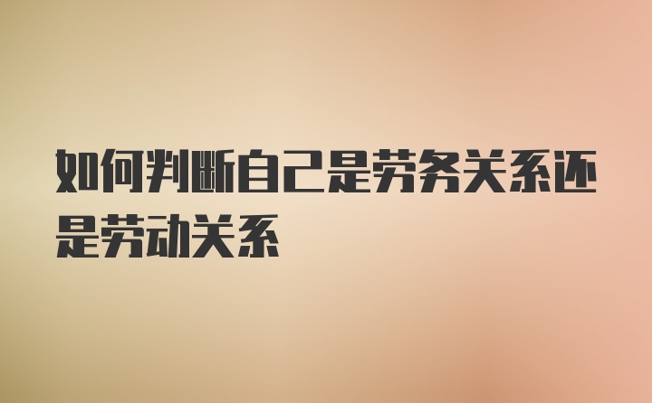 如何判断自己是劳务关系还是劳动关系