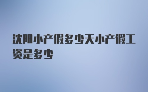 沈阳小产假多少天小产假工资是多少