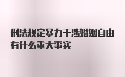 刑法规定暴力干涉婚姻自由有什么重大事实