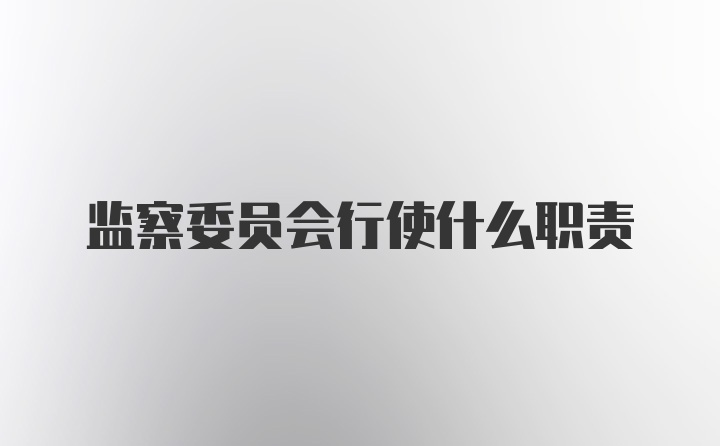 监察委员会行使什么职责