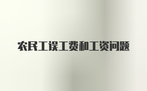 农民工误工费和工资问题