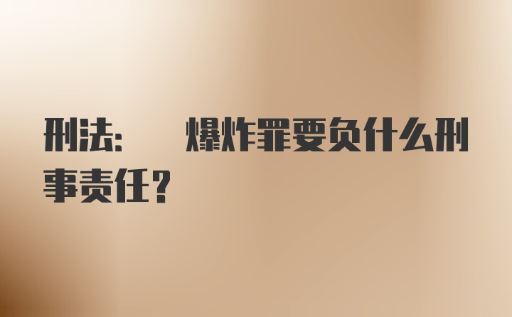 刑法: 爆炸罪要负什么刑事责任?