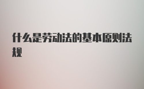 什么是劳动法的基本原则法规