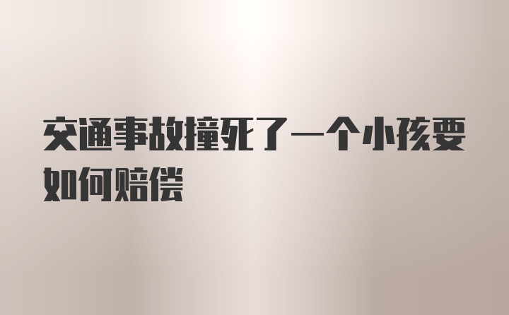 交通事故撞死了一个小孩要如何赔偿