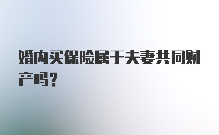 婚内买保险属于夫妻共同财产吗？