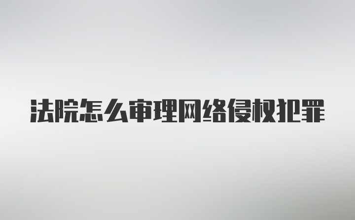 法院怎么审理网络侵权犯罪