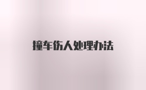 撞车伤人处理办法