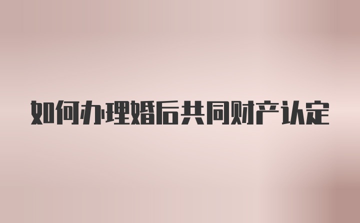 如何办理婚后共同财产认定