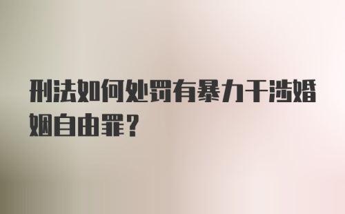 刑法如何处罚有暴力干涉婚姻自由罪？