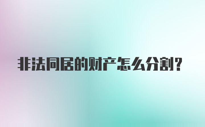 非法同居的财产怎么分割？