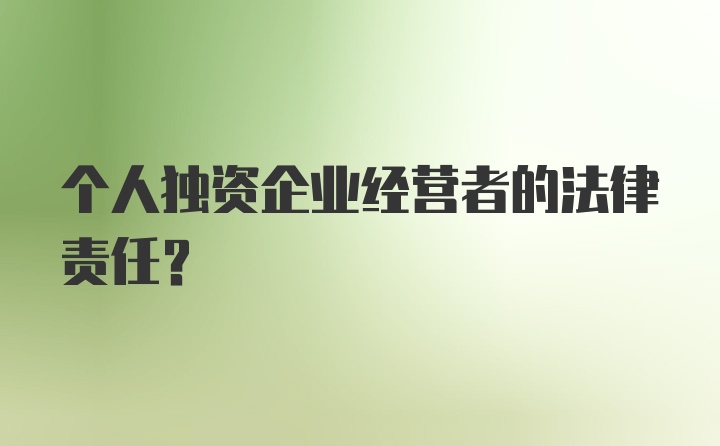 个人独资企业经营者的法律责任？