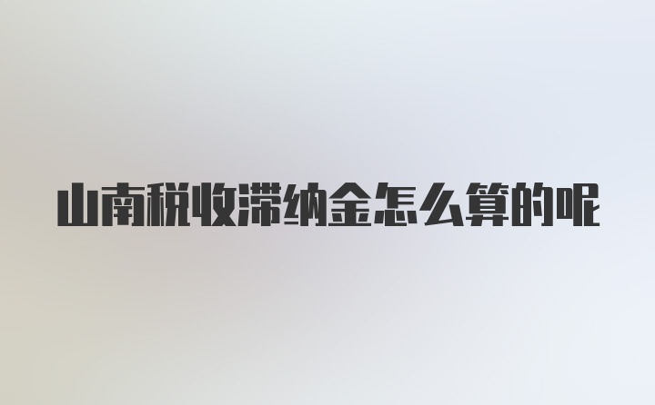 山南税收滞纳金怎么算的呢