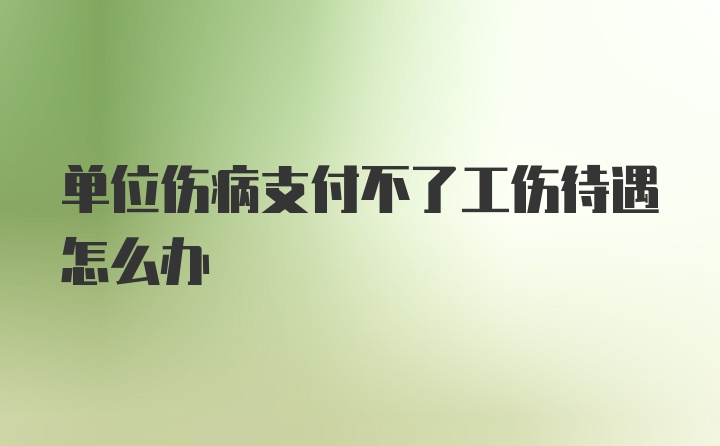 单位伤病支付不了工伤待遇怎么办