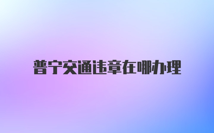 普宁交通违章在哪办理