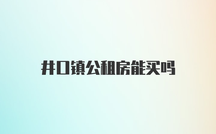 井口镇公租房能买吗