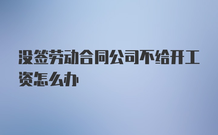 没签劳动合同公司不给开工资怎么办