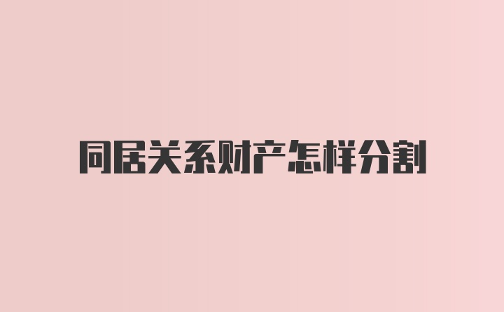 同居关系财产怎样分割