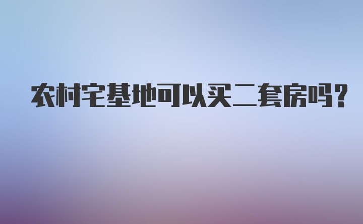 农村宅基地可以买二套房吗？