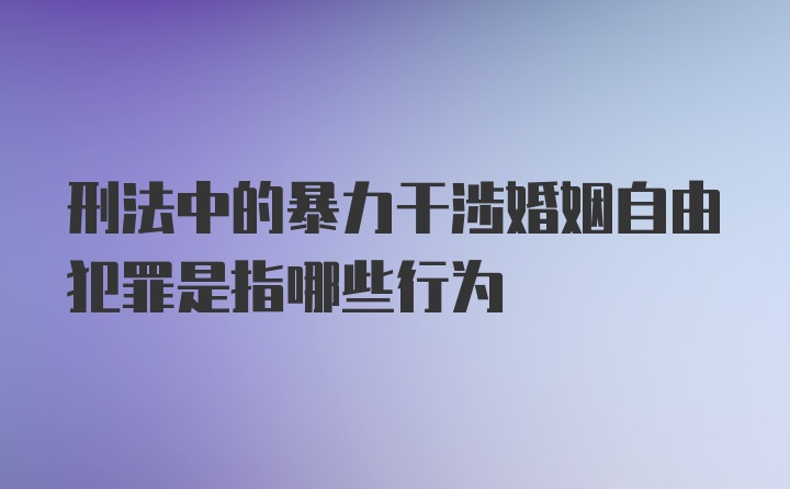 刑法中的暴力干涉婚姻自由犯罪是指哪些行为