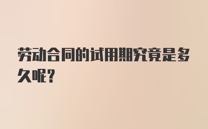 劳动合同的试用期究竟是多久呢？