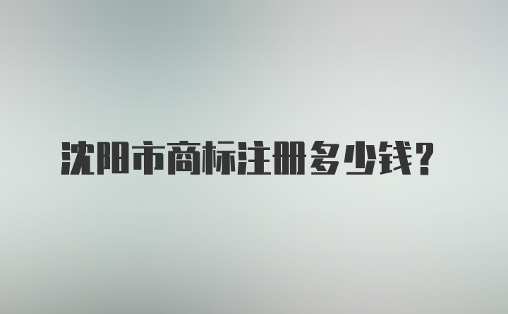 沈阳市商标注册多少钱？