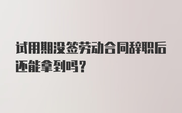 试用期没签劳动合同辞职后还能拿到吗？